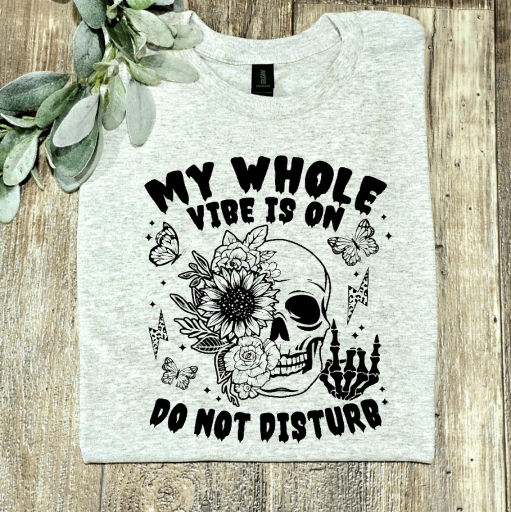 Skull shirt vibe is on do not disturb humor retro popular trending